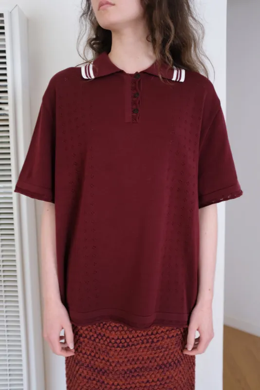 Cordera Merino Wool Striped Polo Brown sold by Beklina