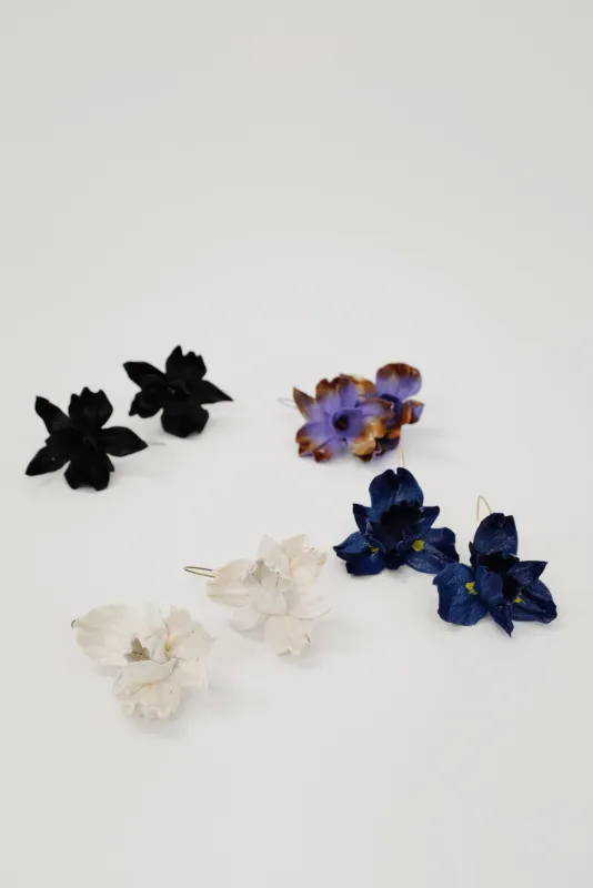 Leather Orchid Earrings made by Beklina