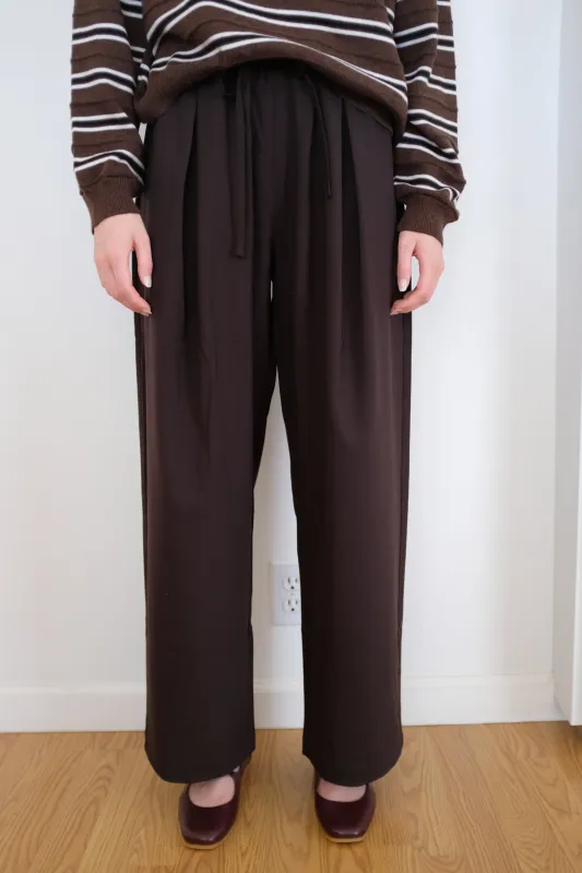 Cordera Pleated Relaxed Pant Dark Brown sold by Beklina
