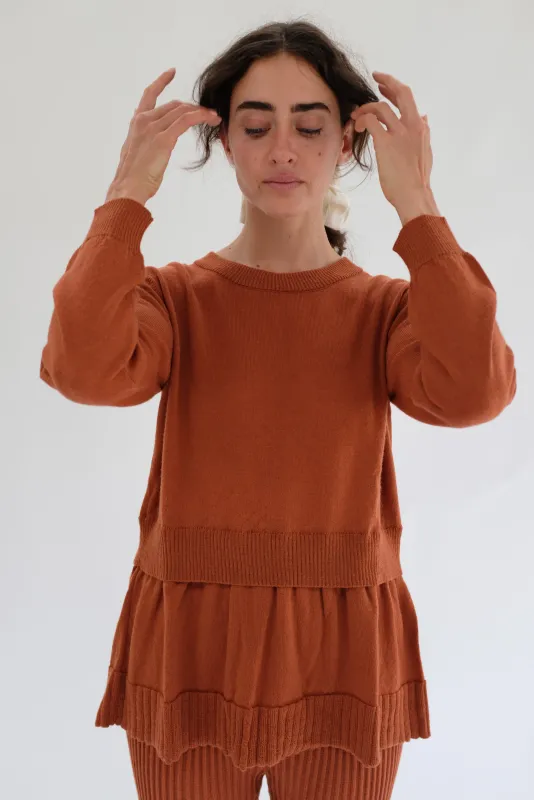 Beklina Merino Fattoria Pullover Terracotta sold by Beklina