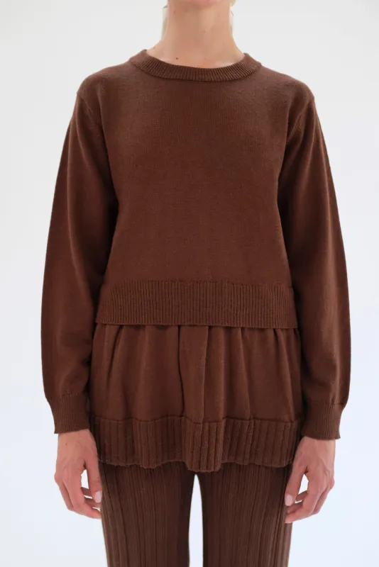 Beklina Merino Fattoria Pullover Brown sold by Beklina