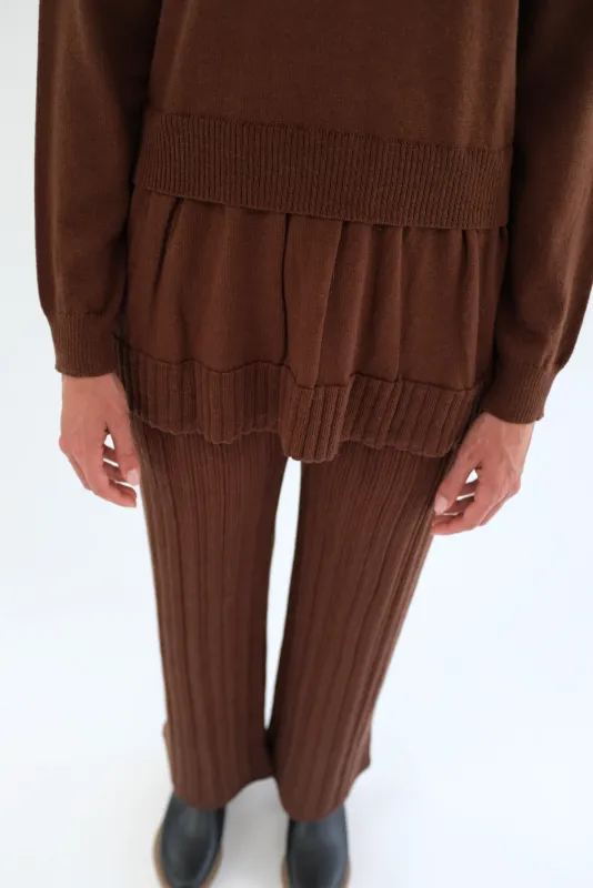 Beklina Merino Pleated Trousers Brown sold by Beklina