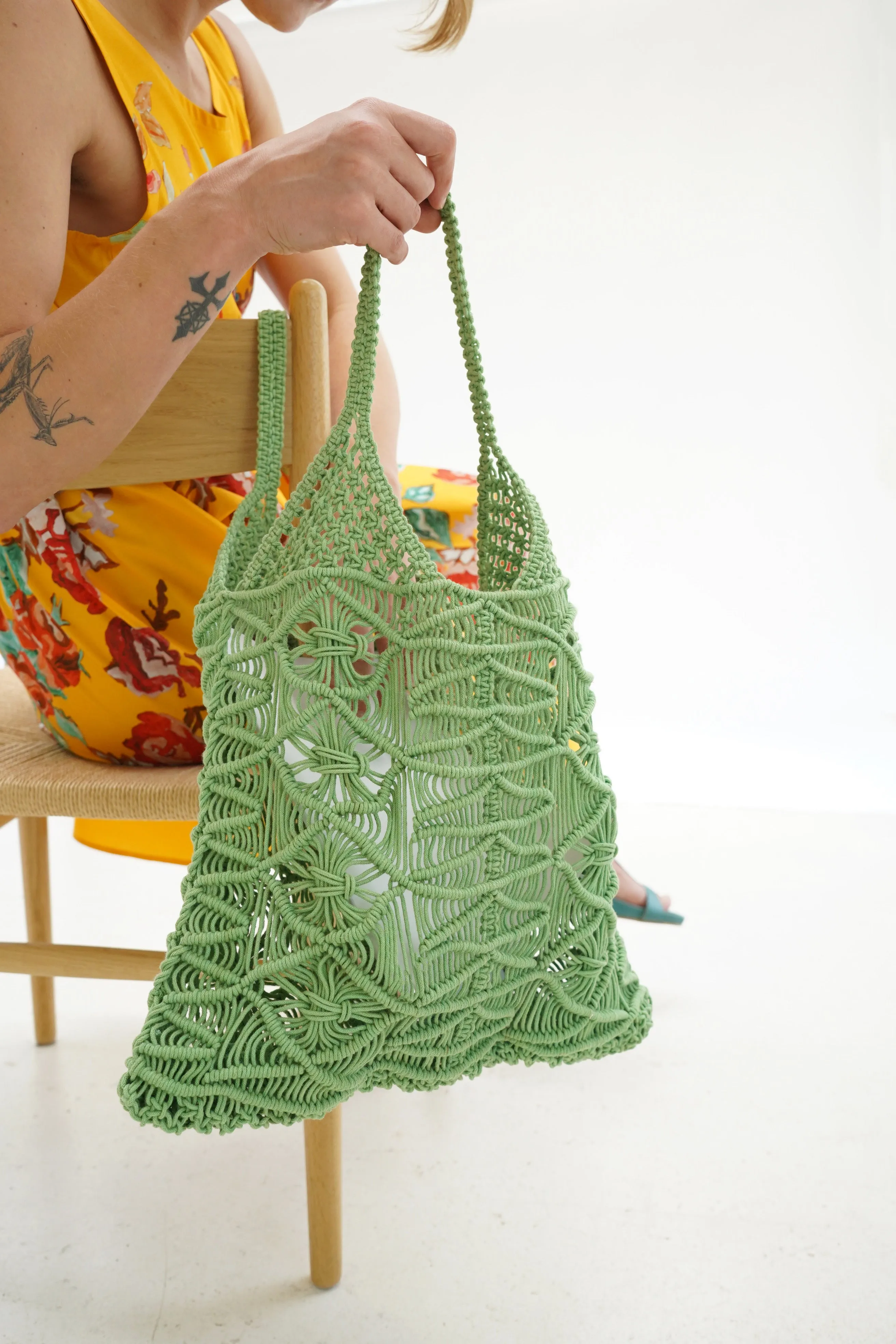 Beklina Macramé Tote Bag Grass/ SAMPLE sold by Beklina product image thumbnail 2