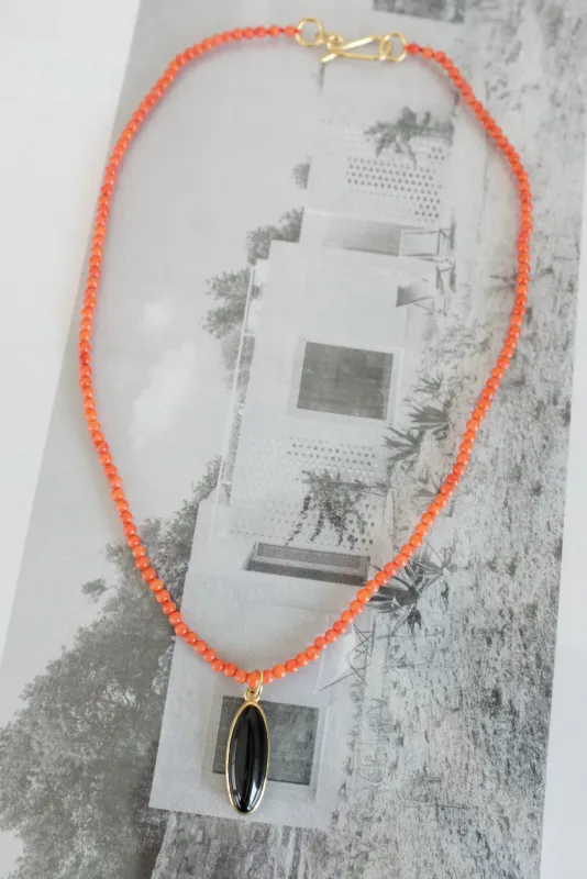 Beatriz Palacios Coral And Onyx Necklace sold by Beklina