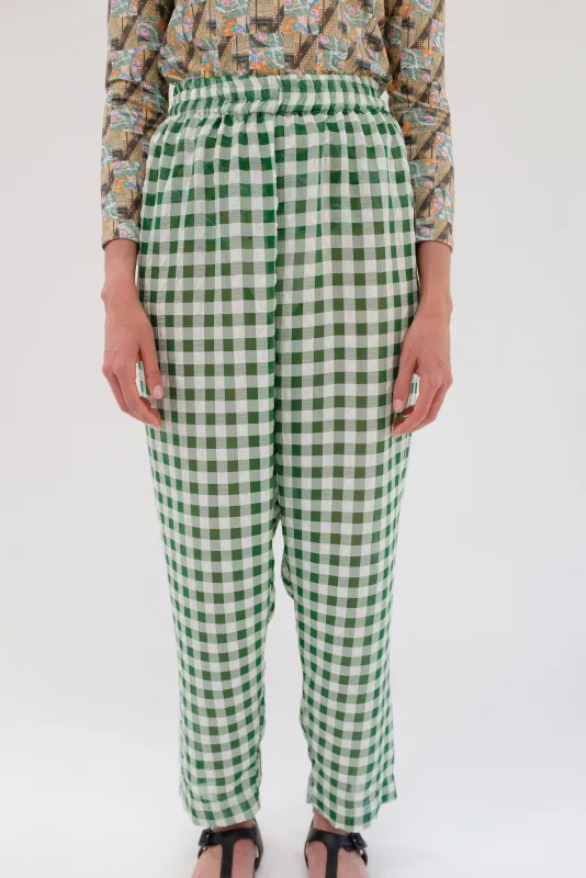 Beklina Basic Pant Spinach Gingham made by Beklina