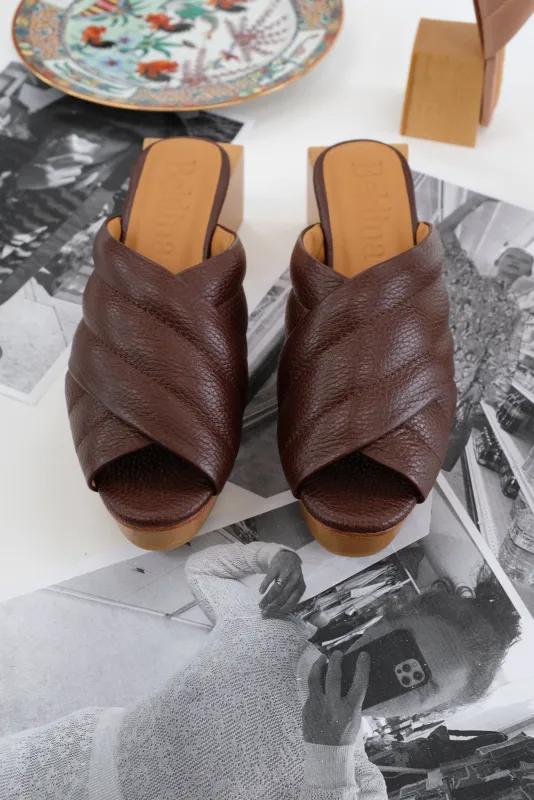 Beklina Matisse Criss-cross Platform Slide Castagna made by Beklina