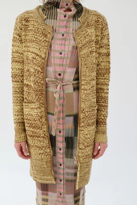 Beklina Pastiche Cardigan Dress Saffron/Cocoa sold by Beklina