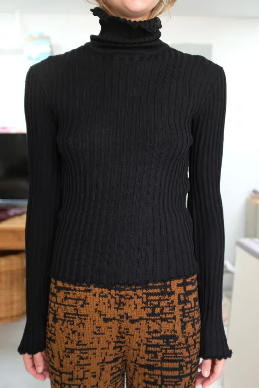 Beklina Merino Ribbed Turtleneck Black made by Beklina