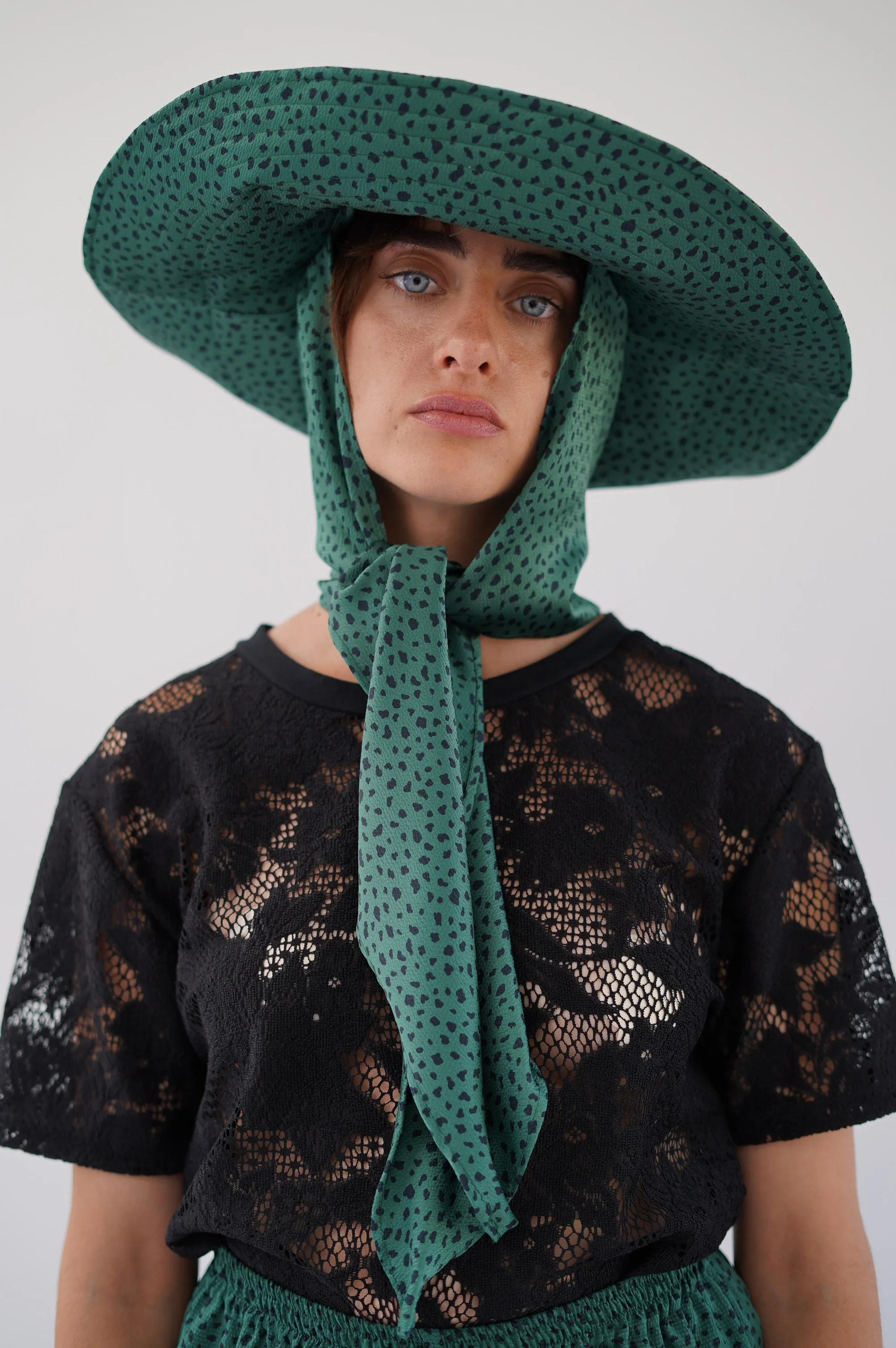 Beklina Scarf Hat Torn Dot Green sold by Beklina product image thumbnail 4