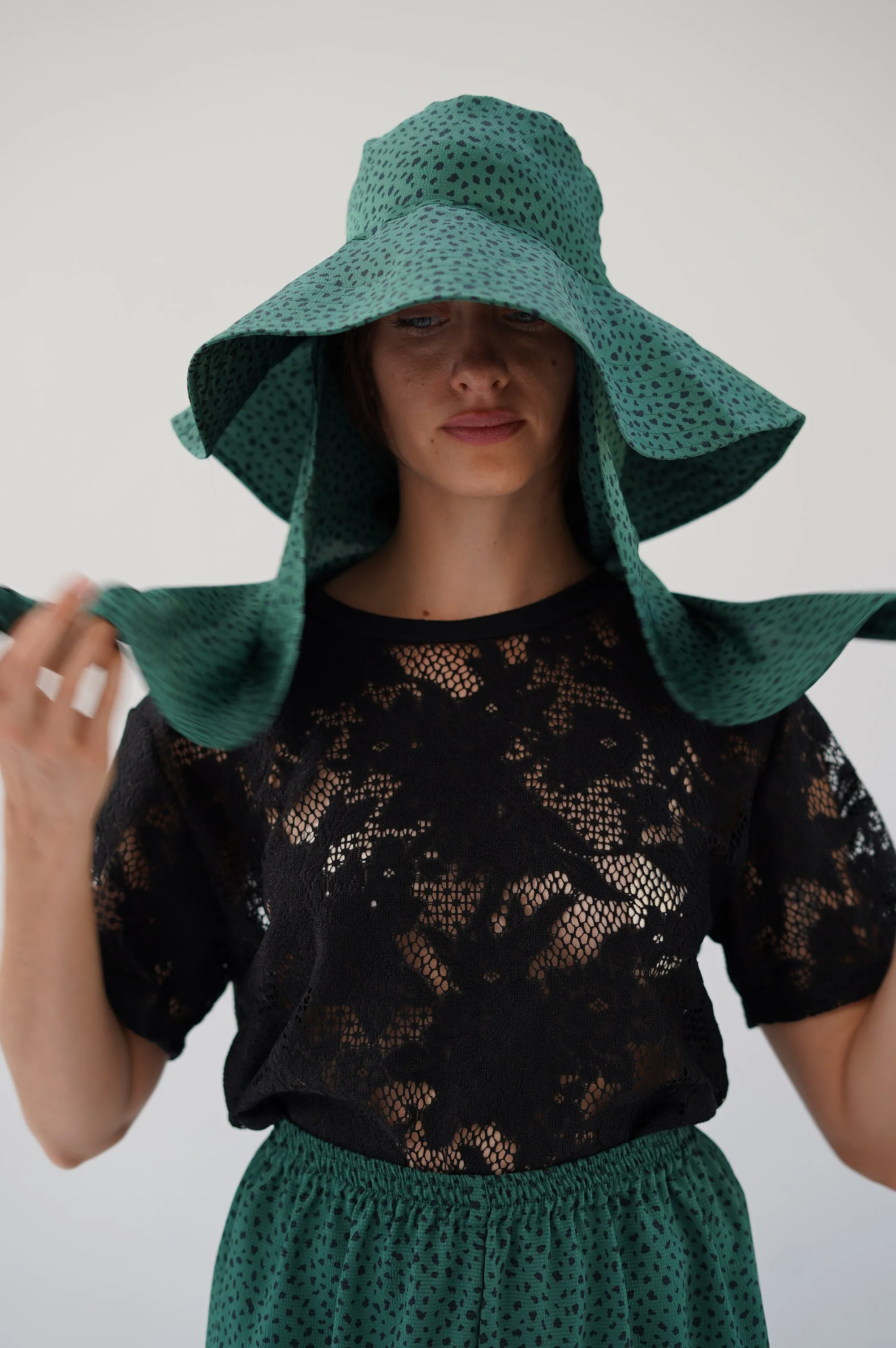 Beklina Scarf Hat Torn Dot Green sold by Beklina product image thumbnail 5