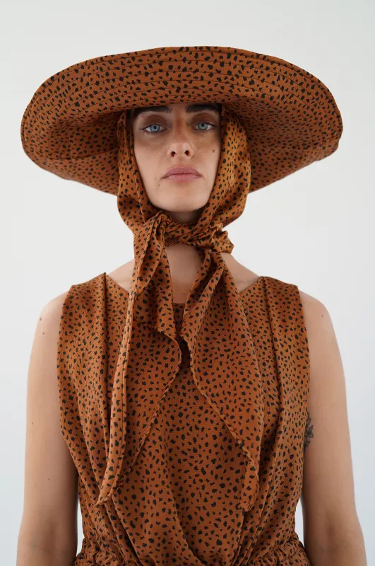 Beklina Scarf Hat Torn Dot Brown made by Beklina