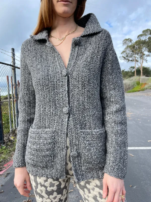 Beklina Crochet Cardigan Marl Black sold by Beklina