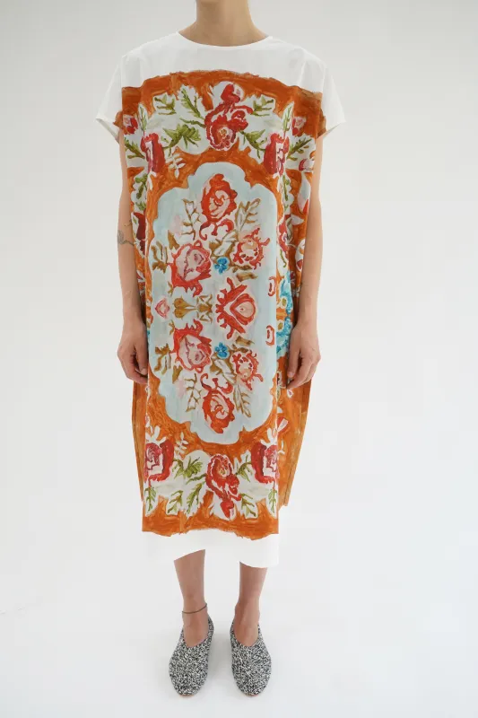 Anntian Painted Flowers Copper T-Shirt Dress made by ANNTIAN