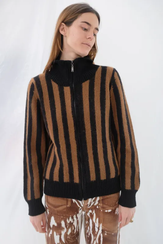 Beklina Knit Bomber Jacket Cocoa/Black made by Beklina