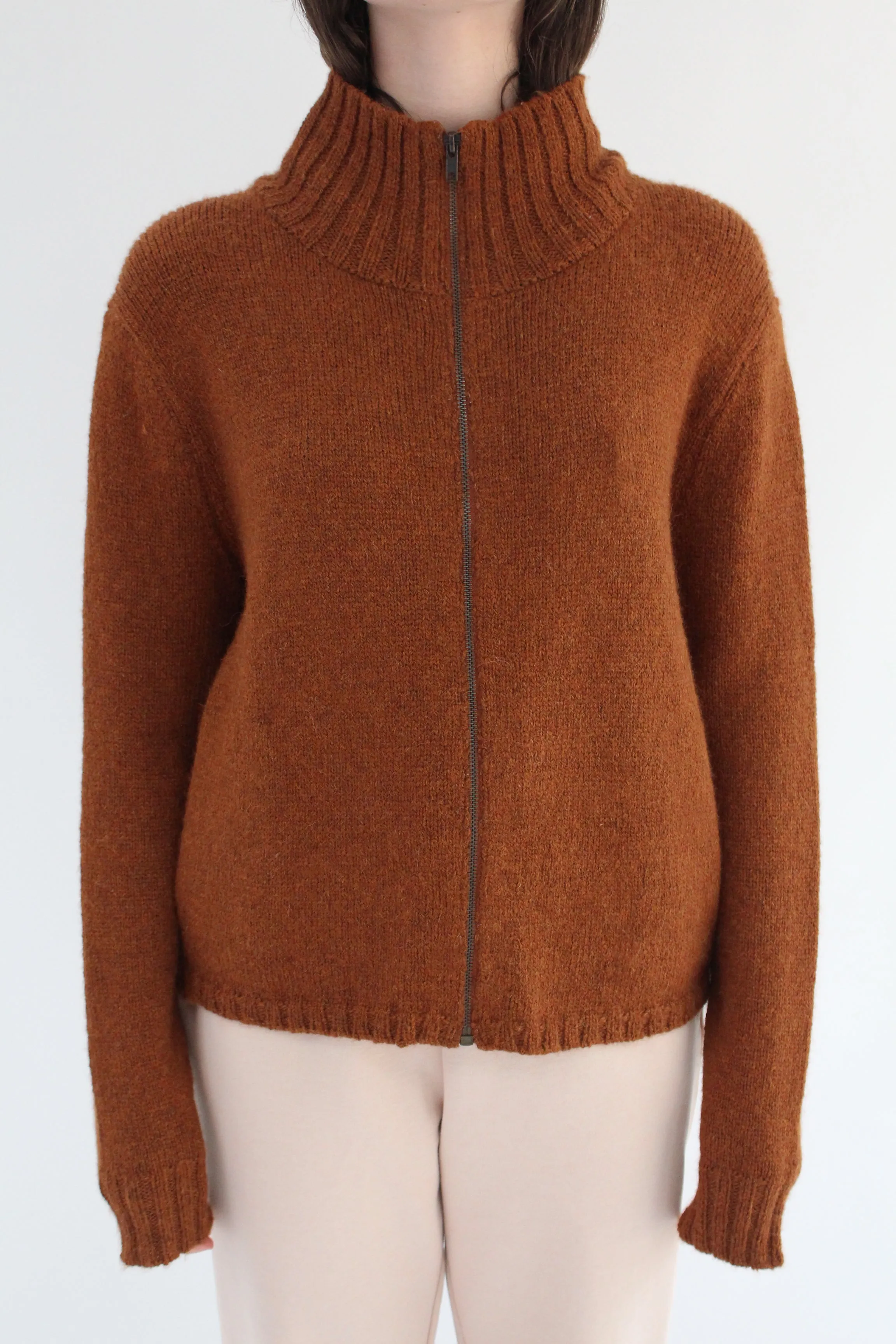 Beklina Knit Bomber Jacket Rust sold by Beklina