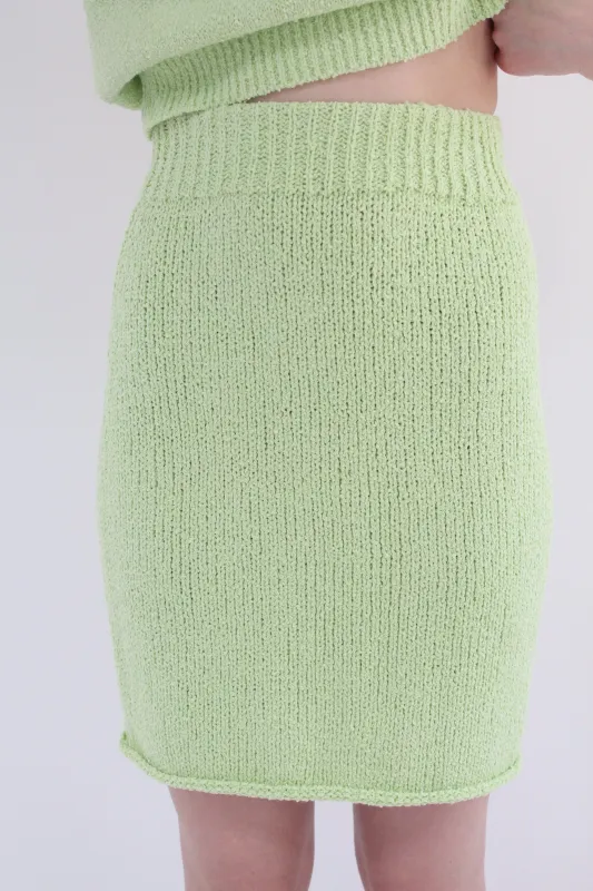 Beklina Bouclé Knit Skirt Mint made by Beklina