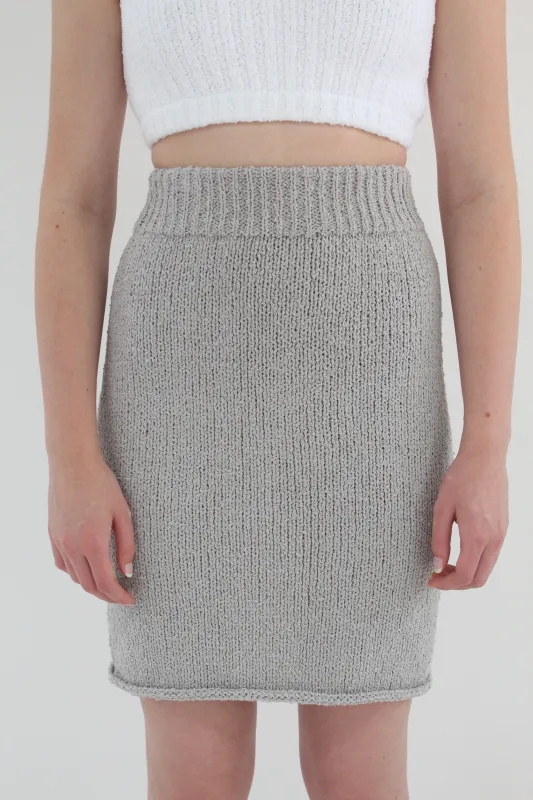Beklina Bouclé Knit Skirt Grey made by Beklina