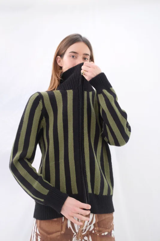 Beklina Knit Bomber Jacket Avocado/Black made by Beklina