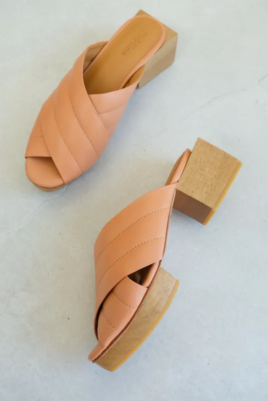 Beklina Matisse Criss-cross Platform Slide Peach made by Beklina
