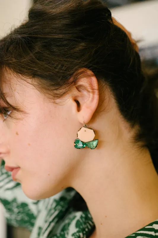 Nikki Couppee Nude Green Gem Earrings sold by Beklina