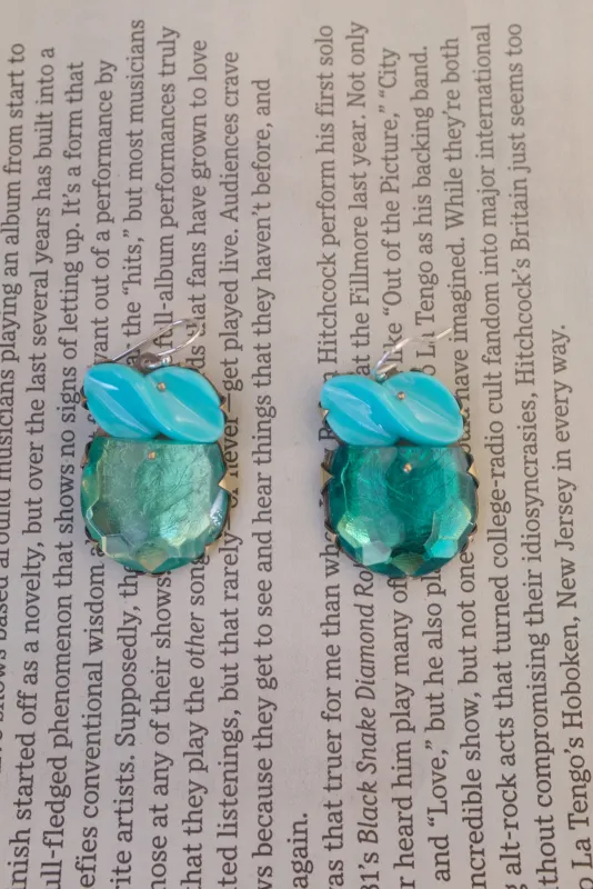 Nikki Couppee Two Tone Green Gem Earrings sold by Beklina