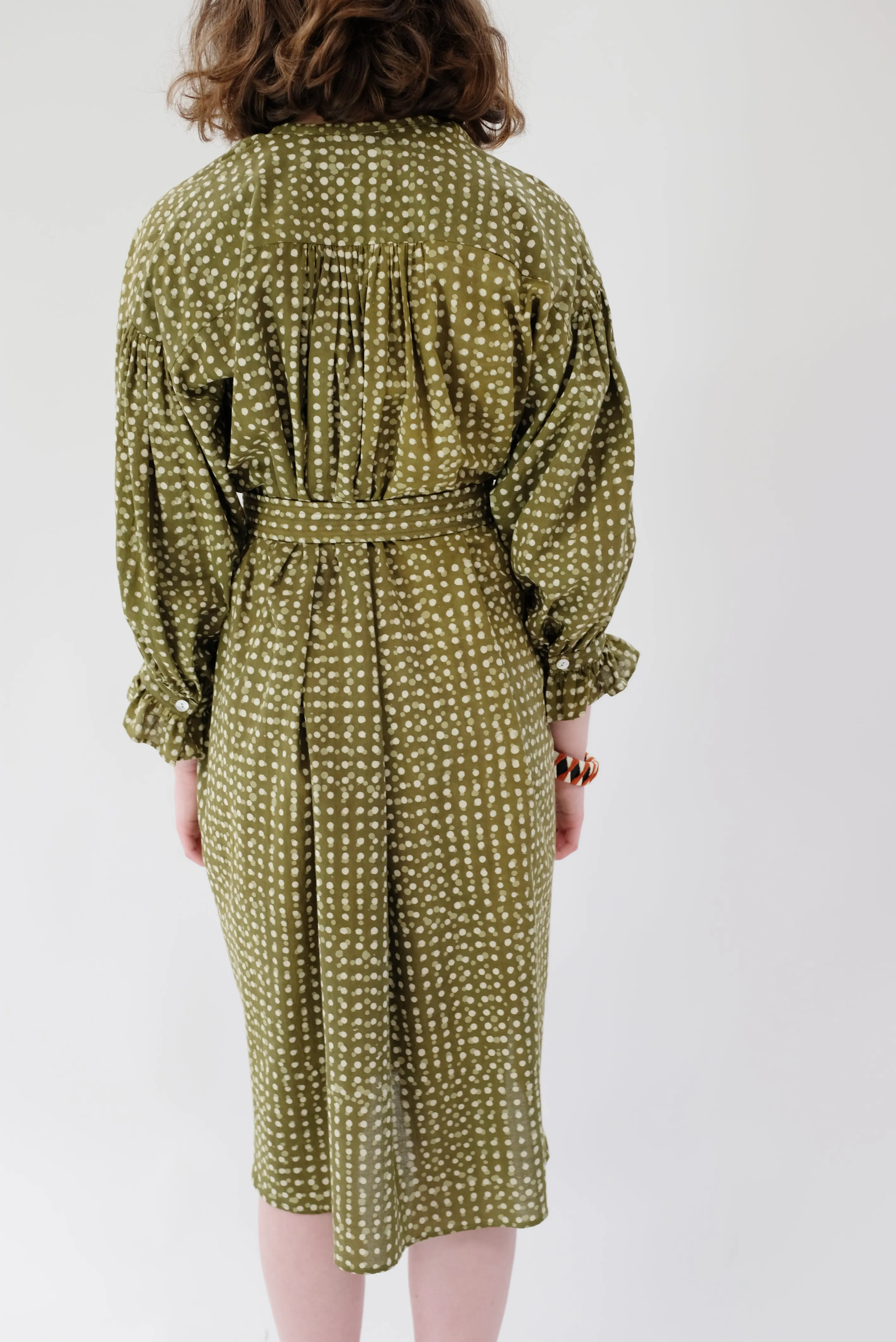 Heinui Dino Dress Olive Green Dots sold by Beklina product image thumbnail 5