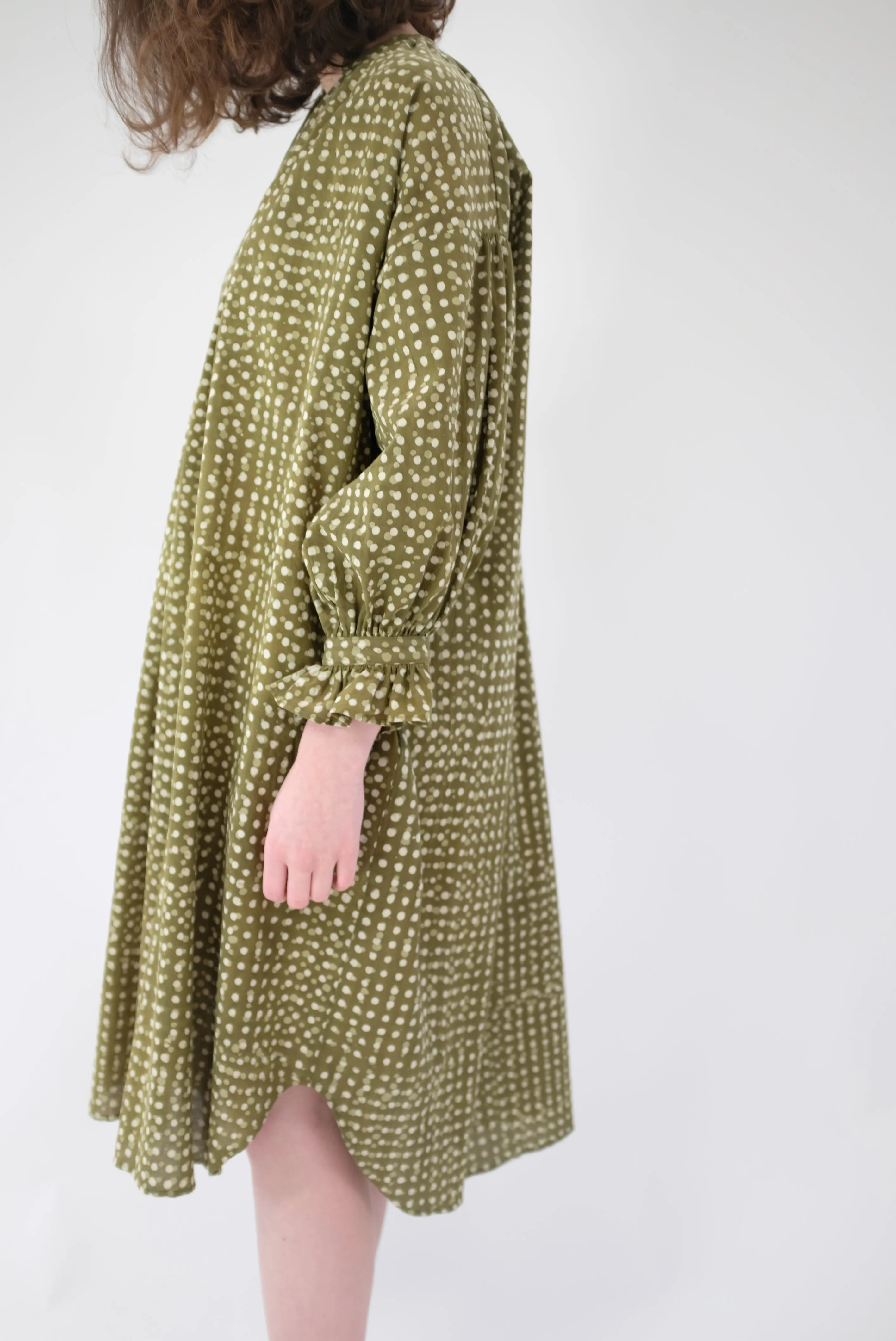 Heinui Dino Dress Olive Green Dots sold by Beklina product image thumbnail 3