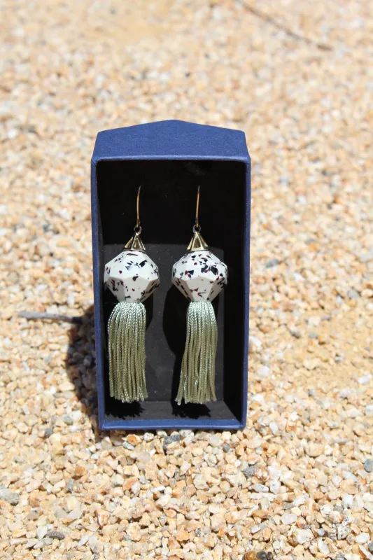 Elke Tassel Earrings Mix Granite made by Beklina