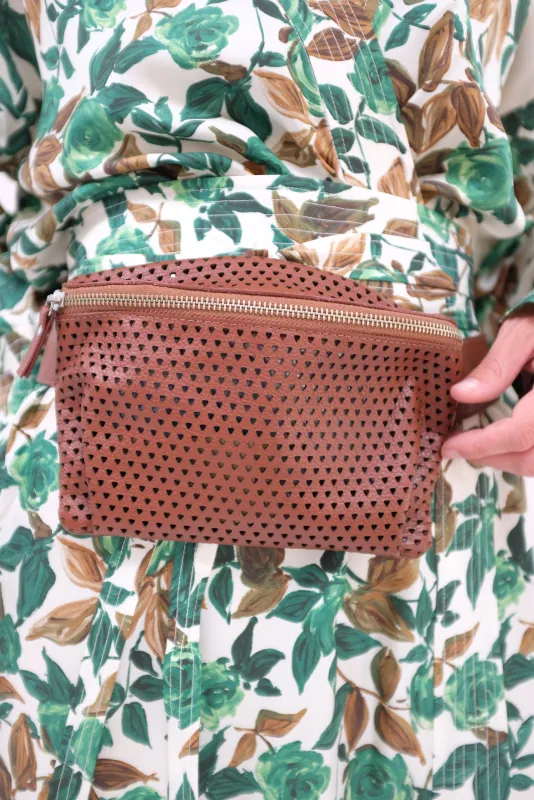 Rachel Comey Hagen Fanny Pack Punched Leather Cognac made by Beklina