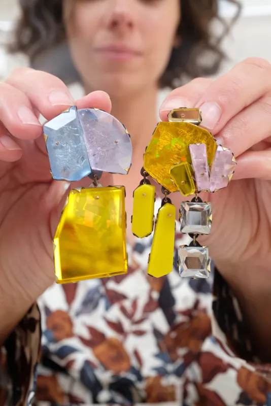 Nikki Couppee Canary Cocktail Earrings sold by Beklina