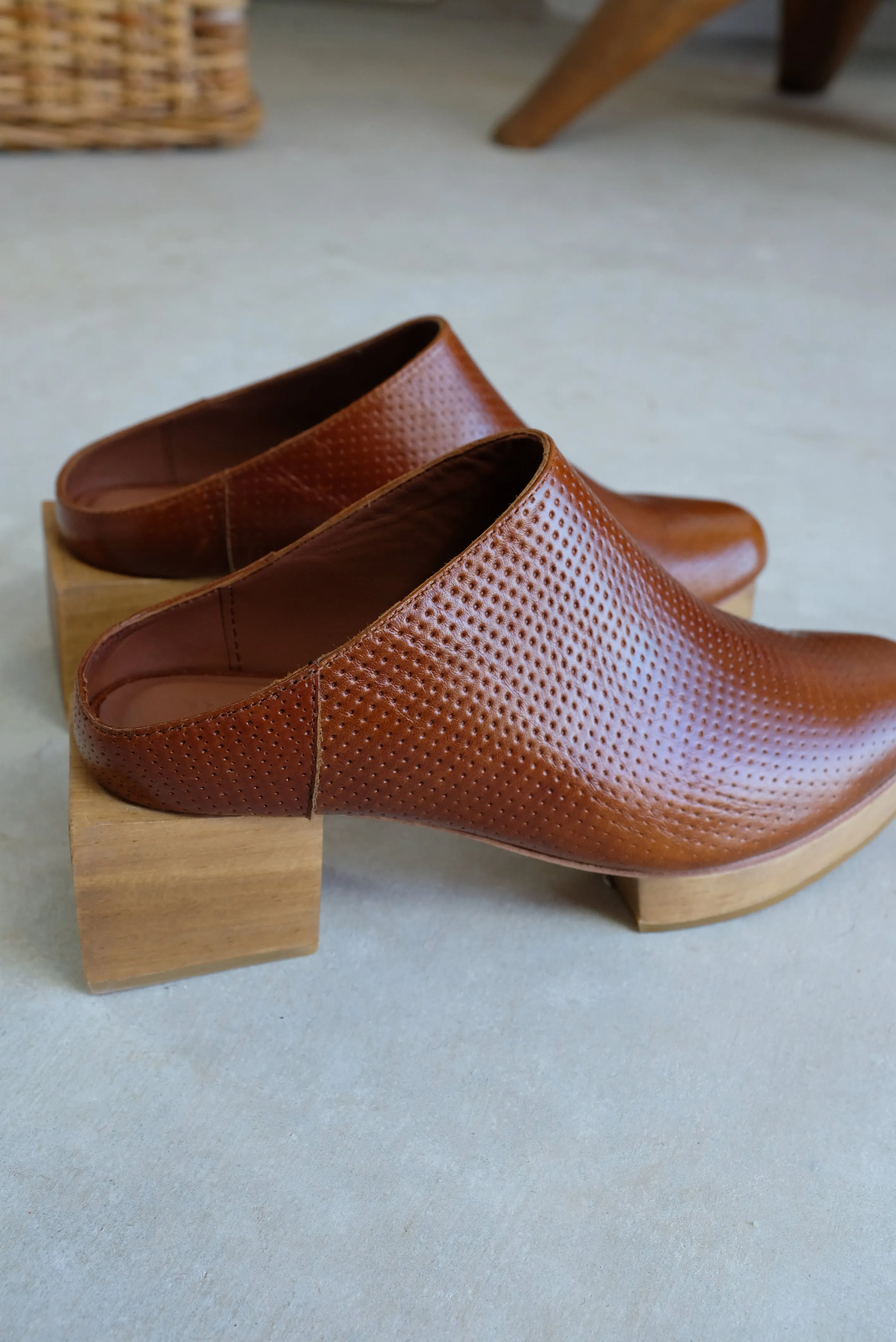 Beklina Matisse Platform Mules Perforated Sepia sold by Beklina product image thumbnail 2