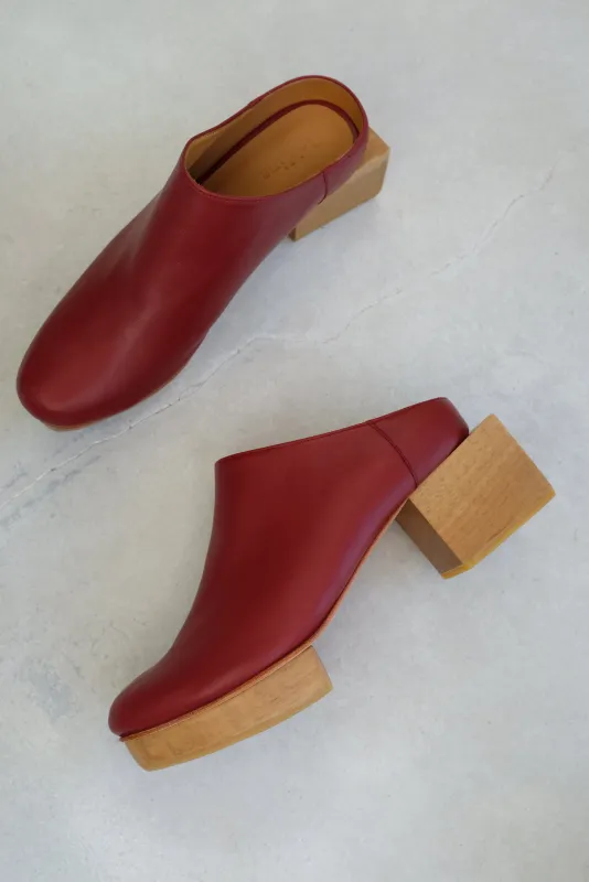 Beklina Matisse Platform Mules Blood made by Beklina