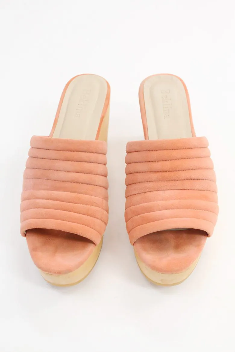 Beklina Suede Ribbed Clog Shrimp sold by Beklina
