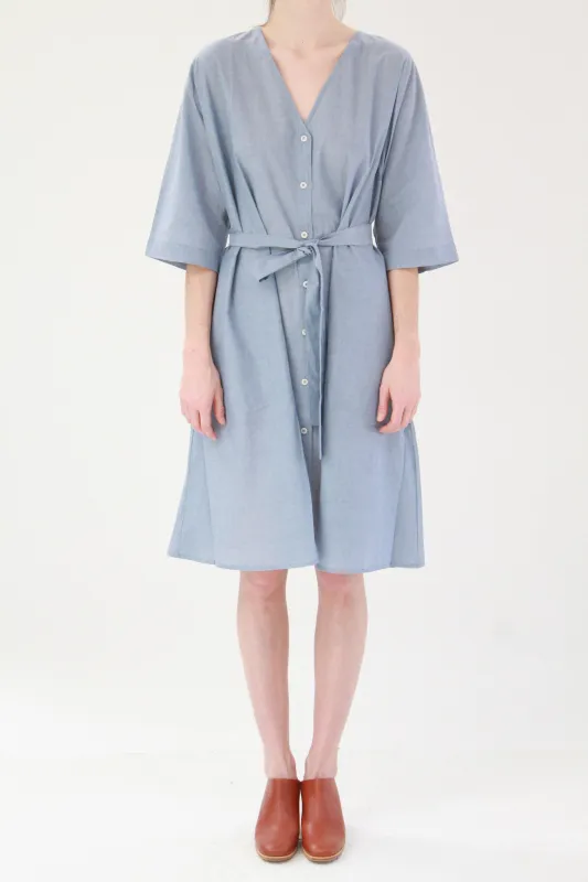 Kowtow Domus Shirt Dress Blue Chambray sold by Beklina