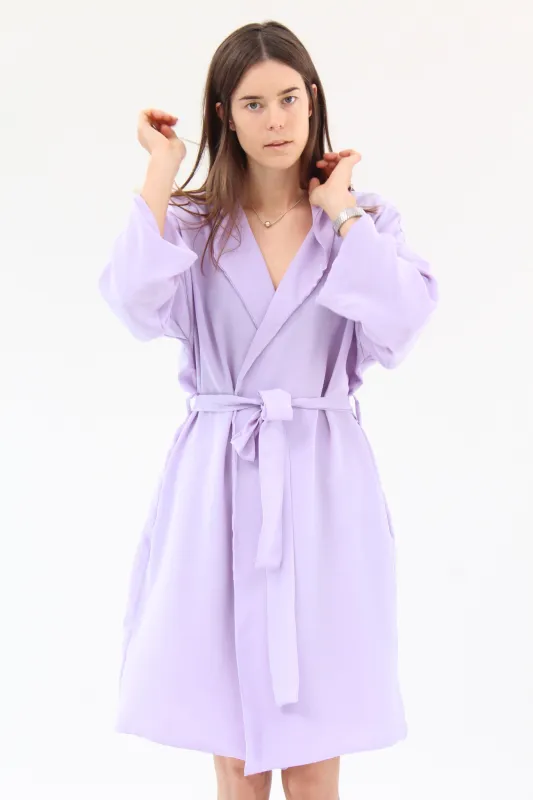 Lina Rennell Silk Robe Lilac made by Beklina