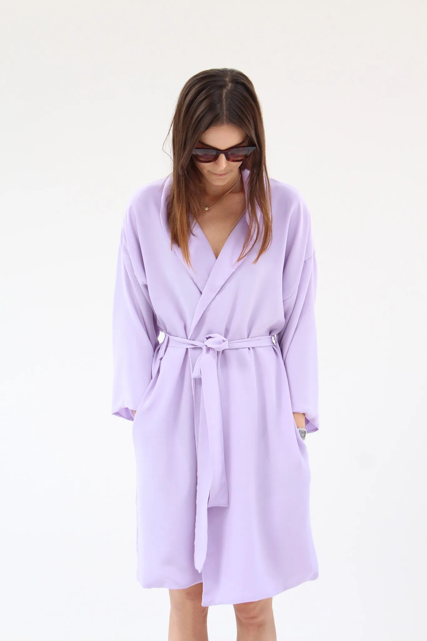 Lina Rennell Silk Robe Lilac sold by Beklina product image thumbnail 5