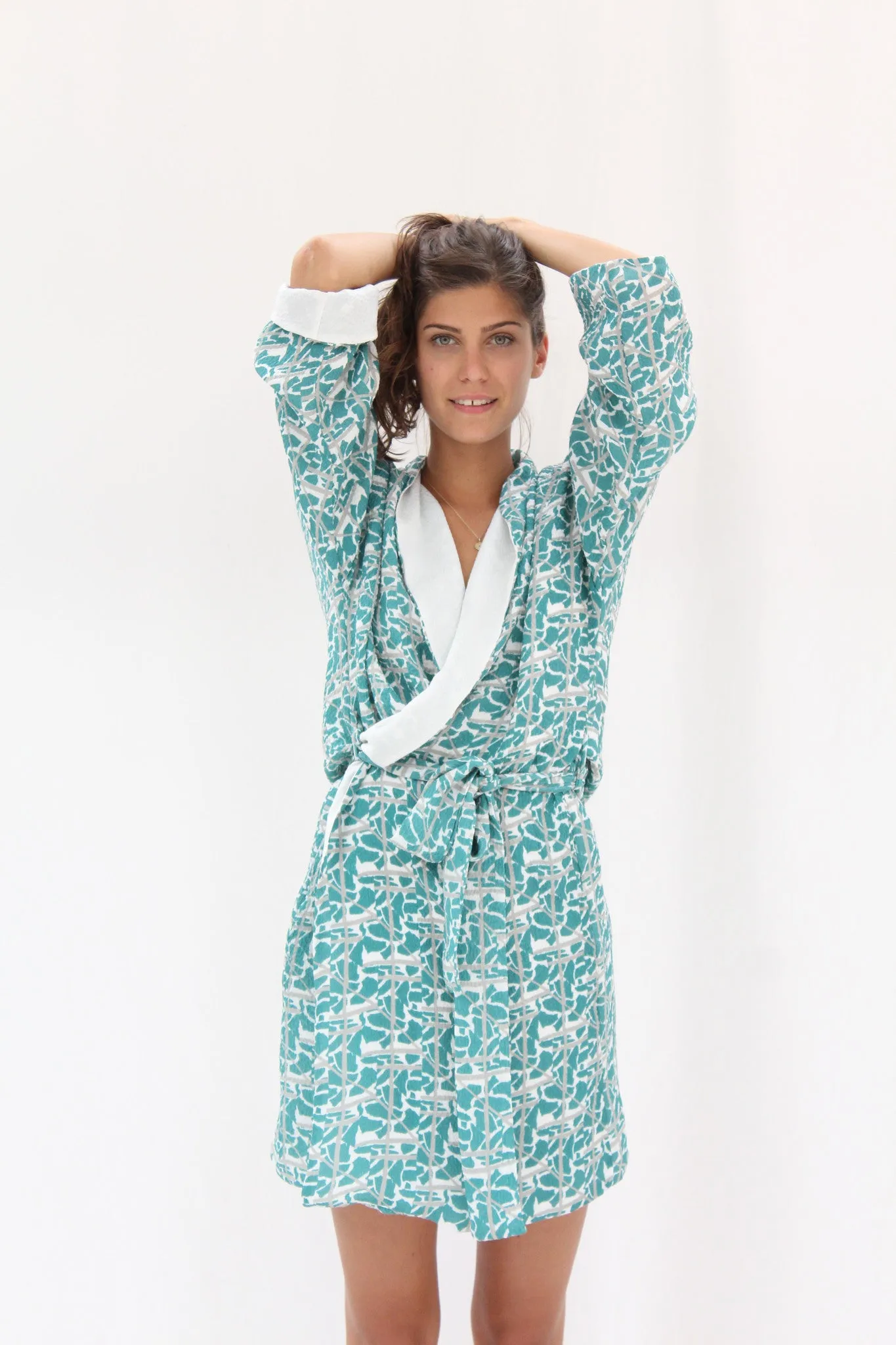 Lina Rennell Silk Robe Collage Print sold by Beklina product image thumbnail 5