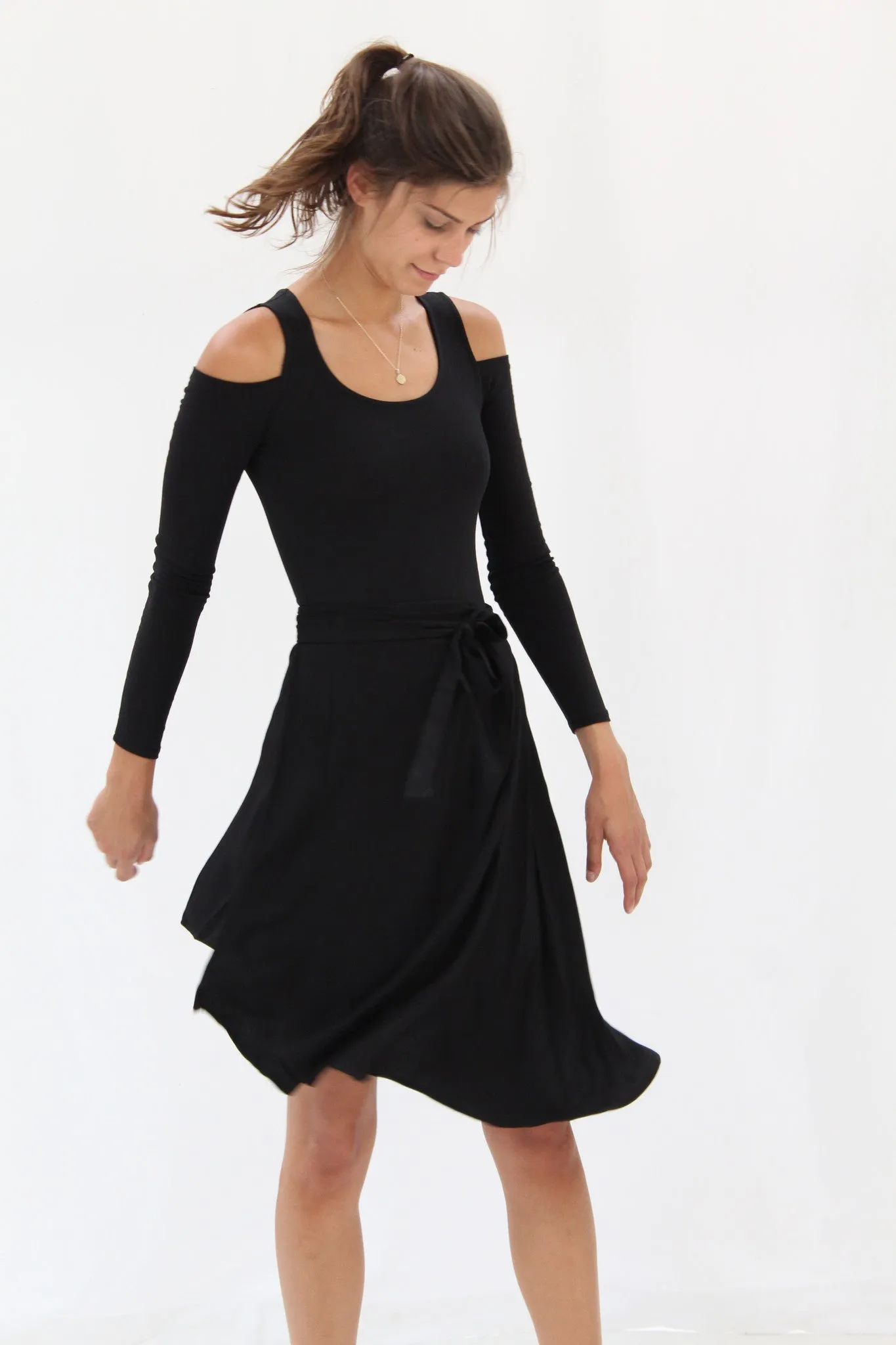 Black Crescent Wrap Skirt sold by Beklina product image thumbnail 3