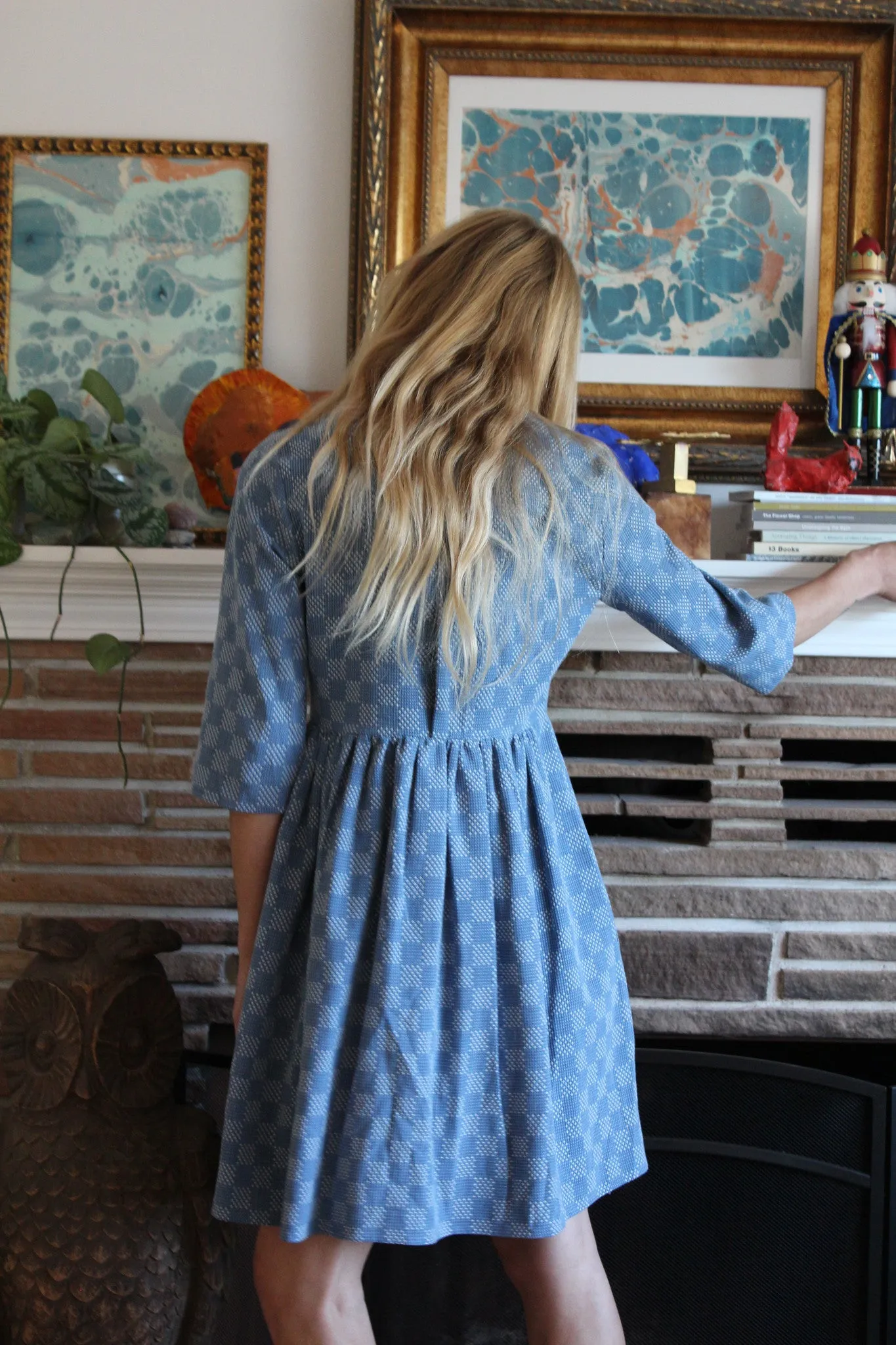 Heinui Noe Dress Bleached Sashiko Embroidered Cotton sold by Beklina product image thumbnail 3