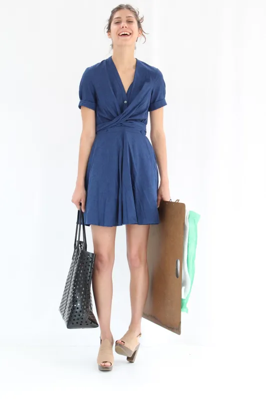 Heinui Isadora Dress Indigo Chambray made by Beklina