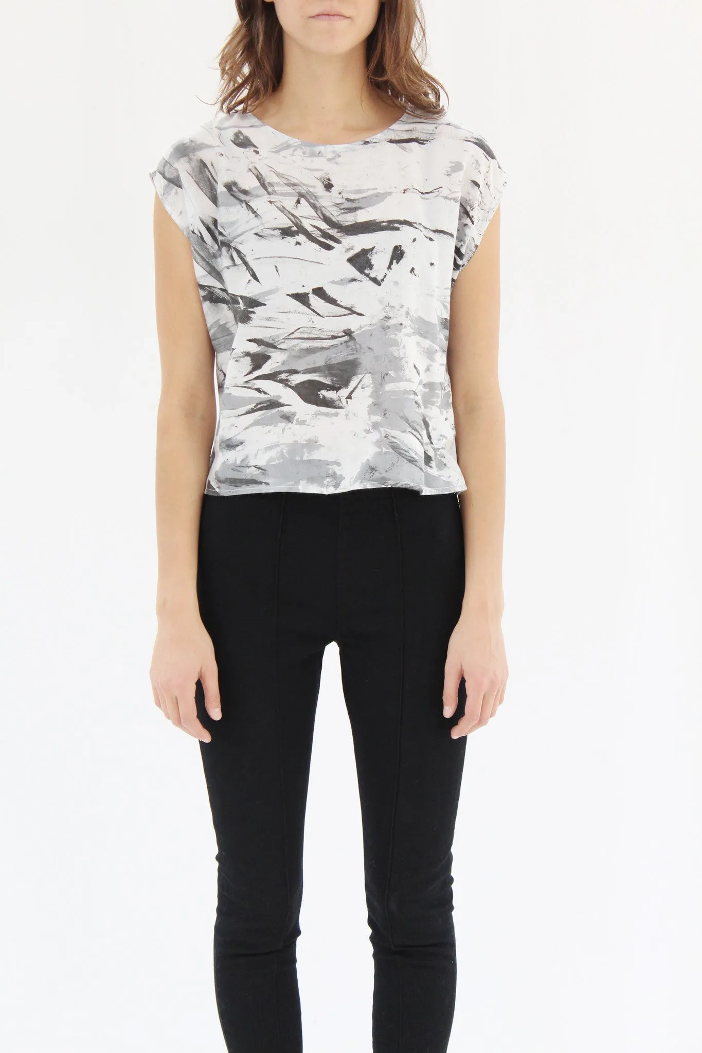 Osei Duro Maena Shell Top Black White Abstract sold by Beklina