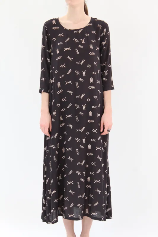 Osei Duro Nima Long Dress Black Jot made by Osei-Duro