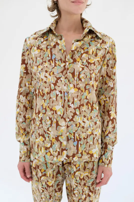 Beklina Button Up Shirt Brown Floral made by Beklina