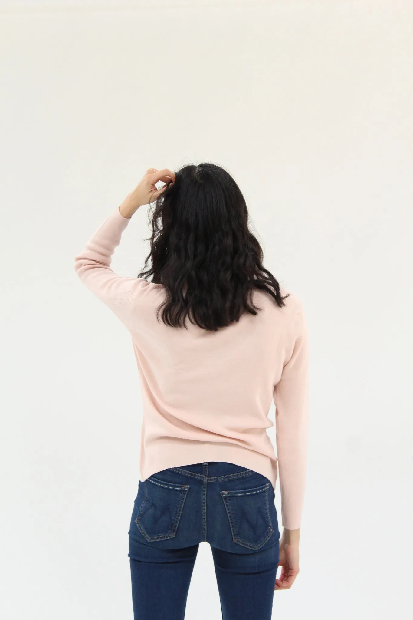 Beklina Ribbed Bar V-Neck Sweater Cloud / Pre-worn sold by Beklina product image thumbnail 2
