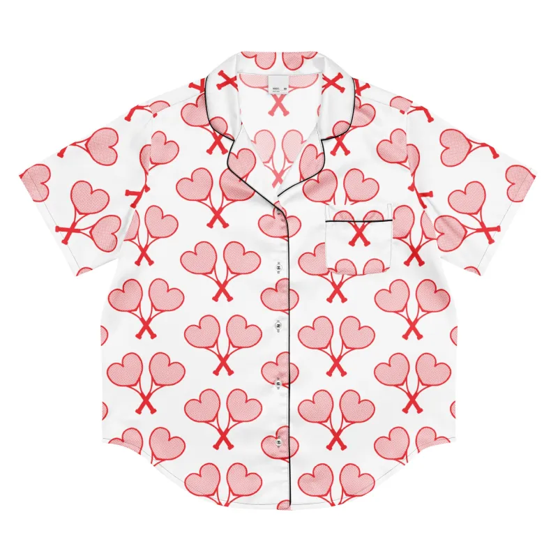 All-over print women’s short sleeve pajama top sold by Love All Tennis