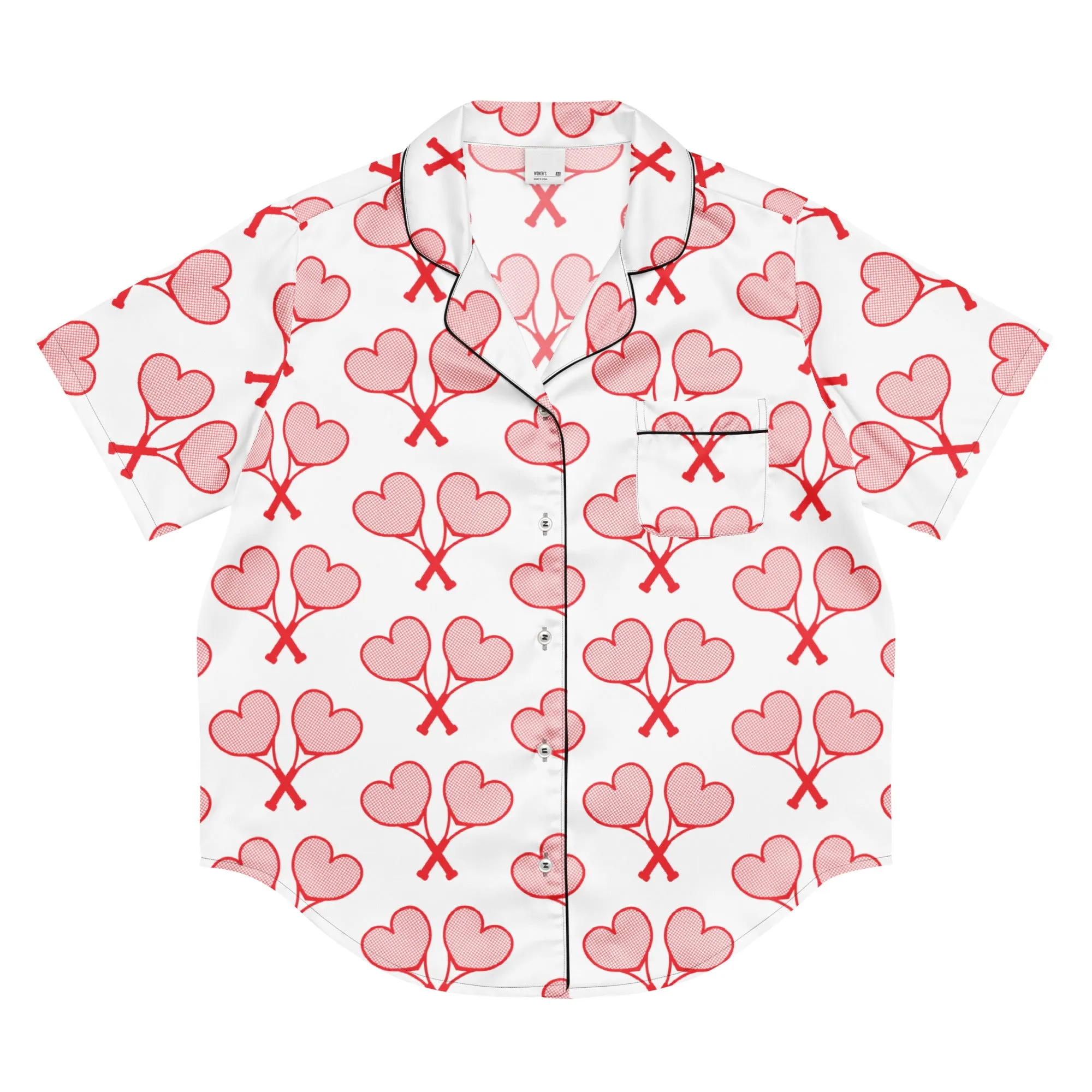 All-over print women’s short sleeve pajama top sold by Love All Tennis