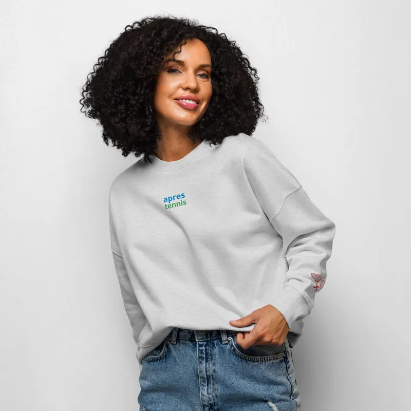 Women’s Apres Tennis organic crew neck sweatshirt sold by Love All Tennis