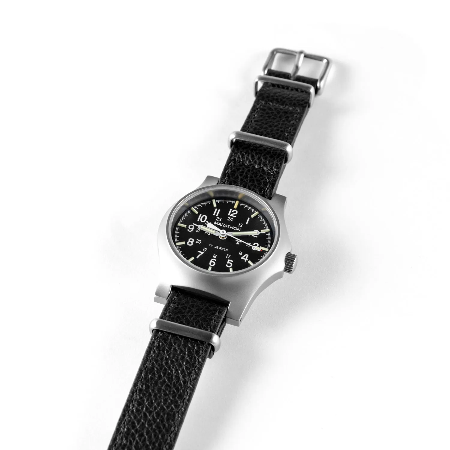 Leather DEFSTAN Strap, Black, 16mm sold by Marathon Watch product image thumbnail 2