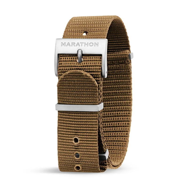 Nylon DEFSTAN Strap with Parkerized Hardware, 20mm, Desert Tan sold by Marathon Watch