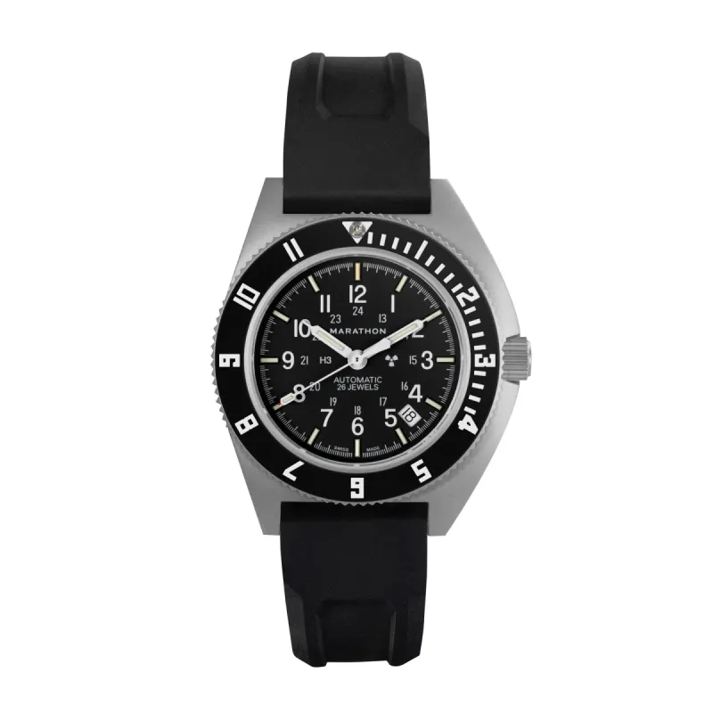 41mm Steel Navigator w/ Date Automatic (SSNAV-D AUTO) on Black 3-Piece Rubber Strap Kit sold by Marathon Watch